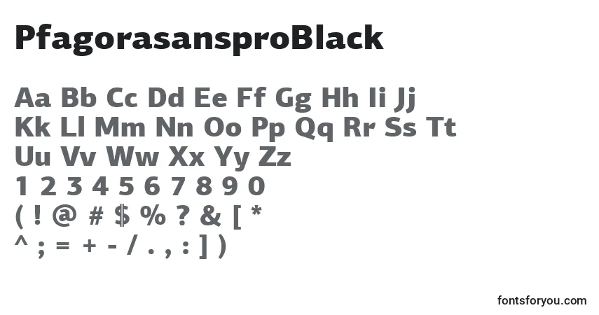 Шрифт PfagorasansproBlack – алфавит, цифры, специальные символы