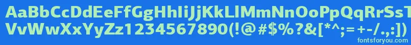 PfagorasansproBlack-Schriftart – Grüne Schriften auf blauem Hintergrund