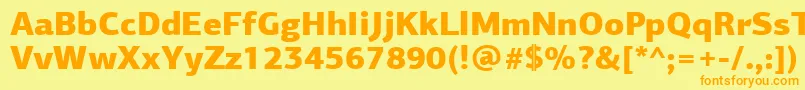 フォントPfagorasansproBlack – オレンジの文字が黄色の背景にあります。