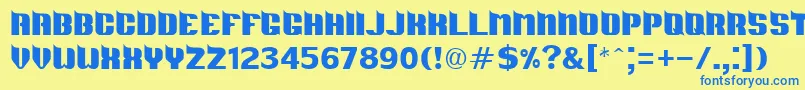 フォントDsMetro – 青い文字が黄色の背景にあります。