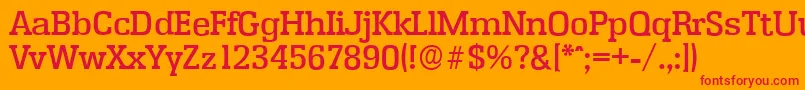 EnschedeserialMediumRegular-Schriftart – Rote Schriften auf orangefarbenem Hintergrund