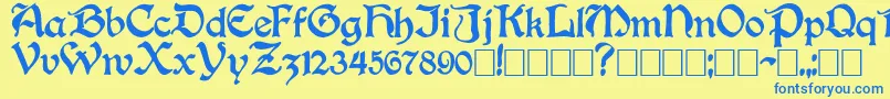 フォントBoisterblack – 青い文字が黄色の背景にあります。