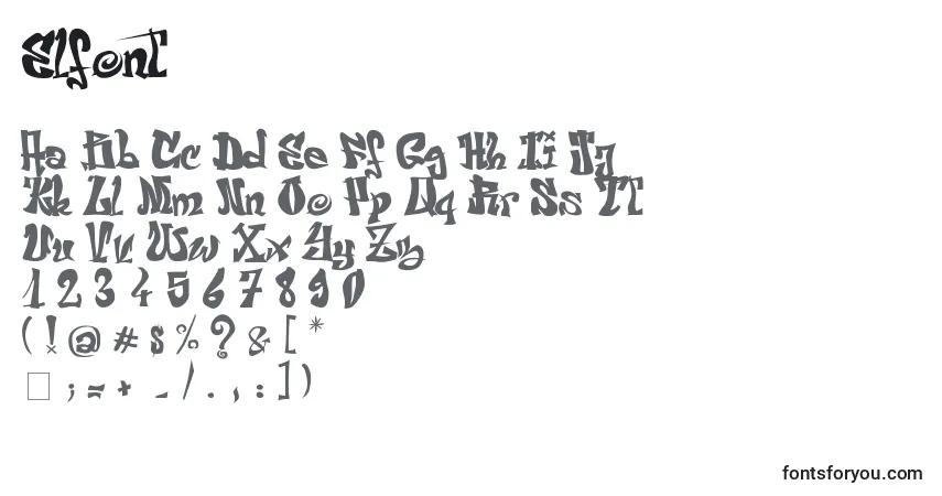 A fonte Elfont – alfabeto, números, caracteres especiais