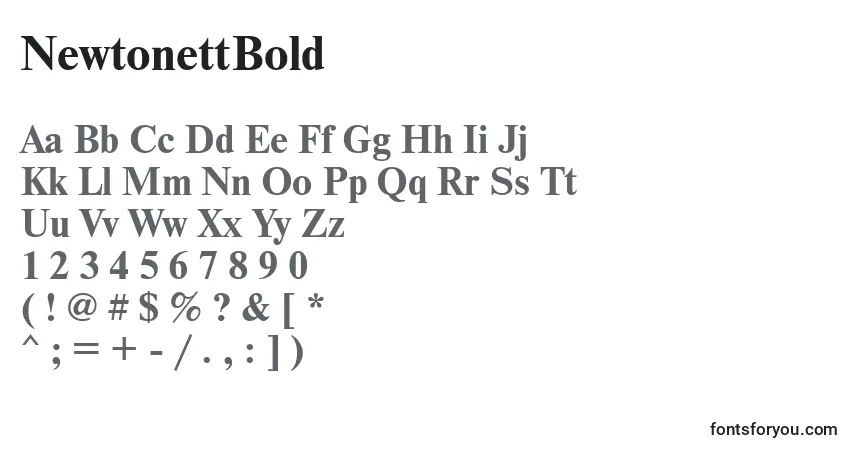 A fonte NewtonettBold – alfabeto, números, caracteres especiais