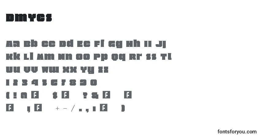 Fuente DmYes - alfabeto, números, caracteres especiales