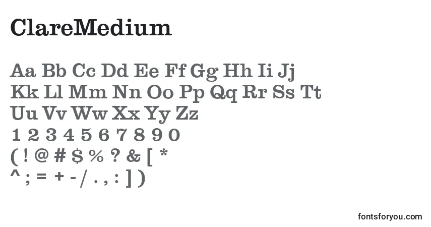 Czcionka ClareMedium – alfabet, cyfry, specjalne znaki