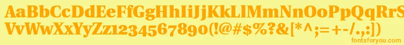 フォントUtopiaBlackWithOldstyleFigures – オレンジの文字が黄色の背景にあります。