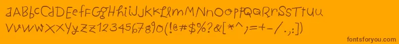 ChildwrittenBold Font – Brown Fonts on Orange Background