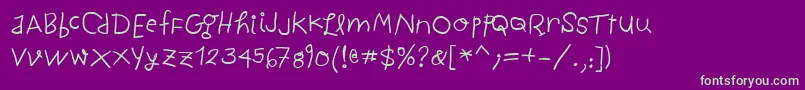 ChildwrittenBold Font – Green Fonts on Purple Background