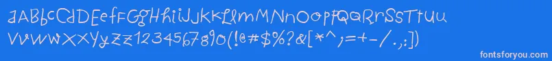 フォントChildwrittenBold – ピンクの文字、青い背景