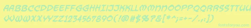 Czcionka DragonbonesBbBold – zielone czcionki na żółtym tle