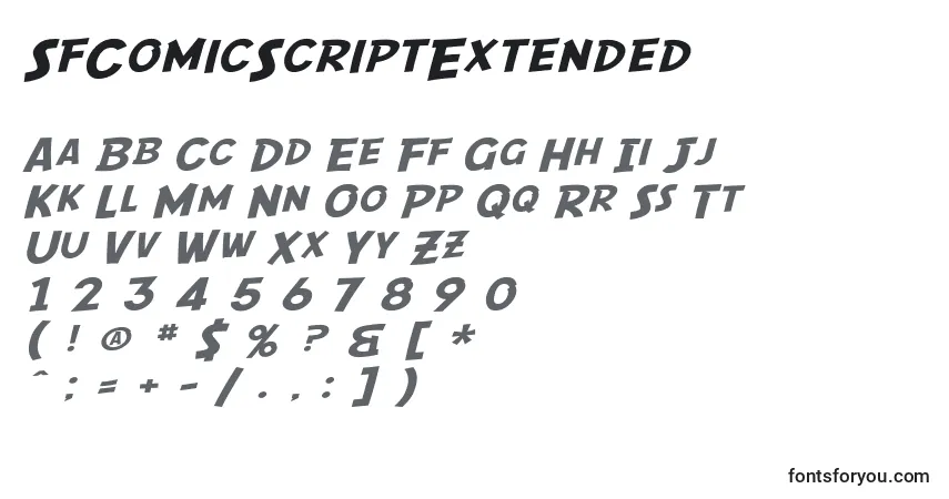 Czcionka SfComicScriptExtended – alfabet, cyfry, specjalne znaki