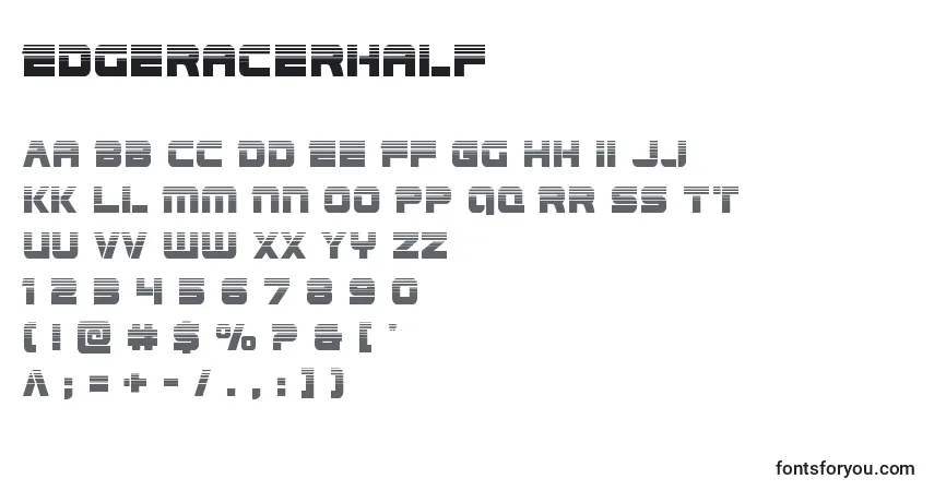 A fonte Edgeracerhalf – alfabeto, números, caracteres especiais