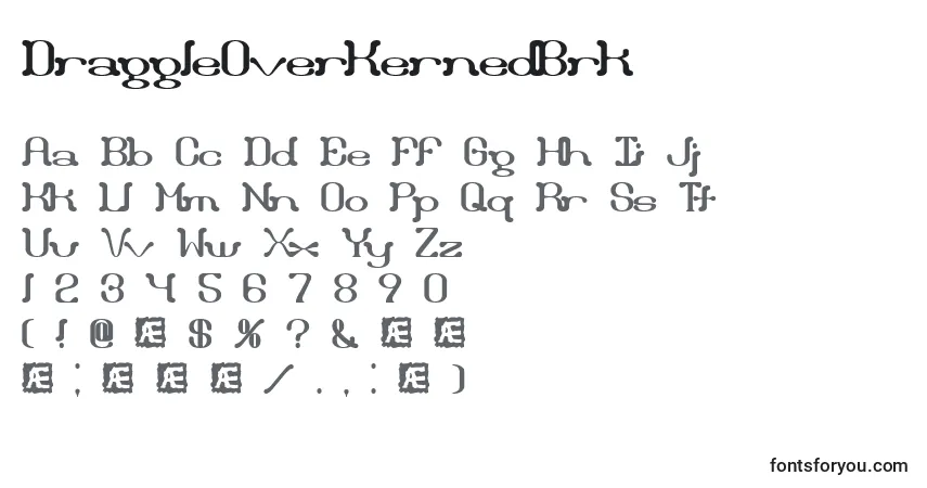 A fonte DraggleOverKernedBrk – alfabeto, números, caracteres especiais