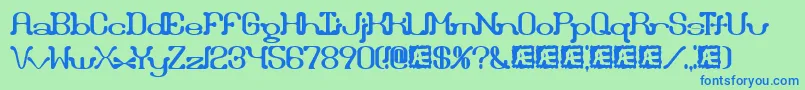 DraggleOverKernedBrk Font – Blue Fonts on Green Background