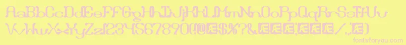 DraggleOverKernedBrk-Schriftart – Rosa Schriften auf gelbem Hintergrund