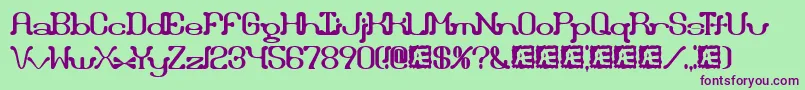 DraggleOverKernedBrk Font – Purple Fonts on Green Background