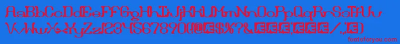 フォントDraggleOverKernedBrk – 赤い文字の青い背景