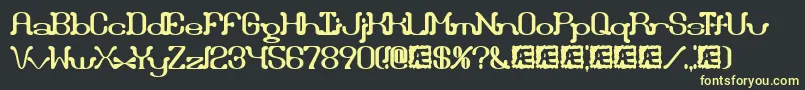 フォントDraggleOverKernedBrk – 黒い背景に黄色の文字