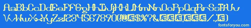 DraggleOverKernedBrk Font – Yellow Fonts on Blue Background