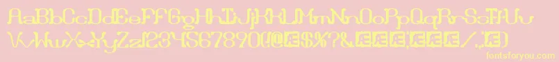 DraggleOverKernedBrk-Schriftart – Gelbe Schriften auf rosa Hintergrund