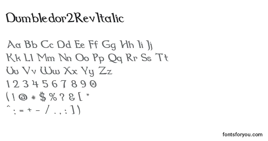 Шрифт Dumbledor2RevItalic – алфавит, цифры, специальные символы