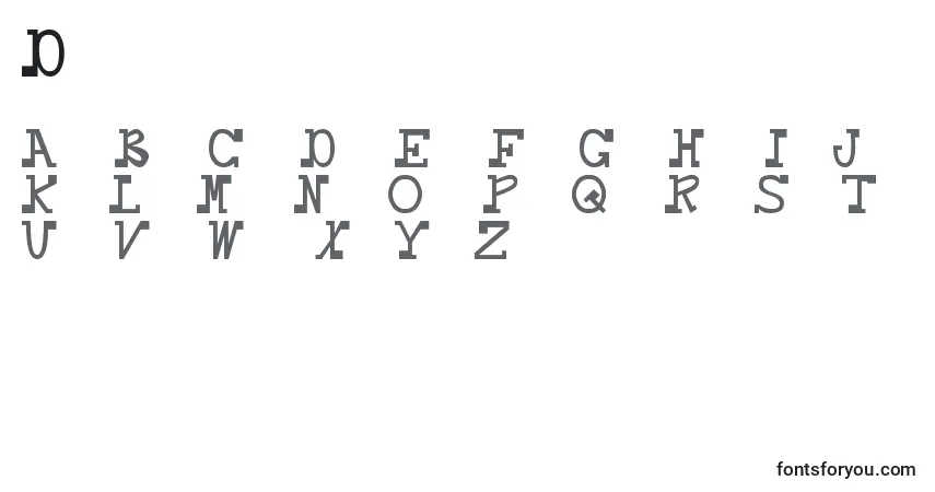 Schriftart Daboss – Alphabet, Zahlen, spezielle Symbole