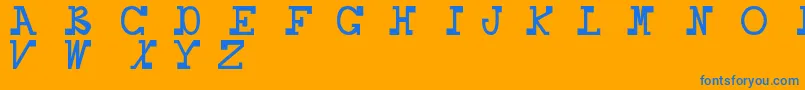 Daboss-Schriftart – Blaue Schriften auf orangefarbenem Hintergrund