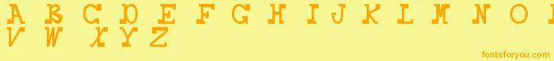 フォントDaboss – オレンジの文字が黄色の背景にあります。