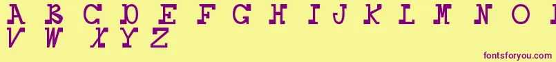 Daboss-fontti – violetit fontit keltaisella taustalla