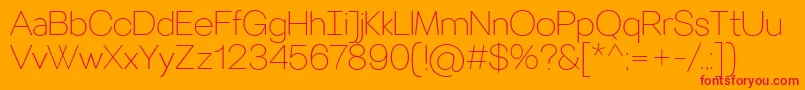 フォントVillerayroundedThin – オレンジの背景に赤い文字