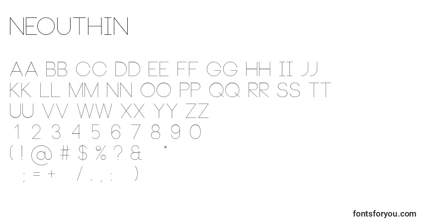 Schriftart NeouThin – Alphabet, Zahlen, spezielle Symbole