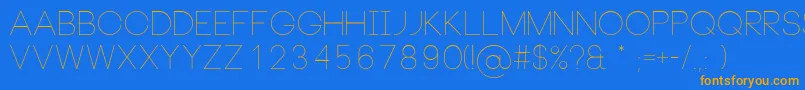 フォントNeouThin – オレンジ色の文字が青い背景にあります。