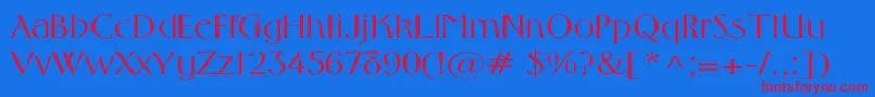 MiddletonLightWd Font – Red Fonts on Blue Background