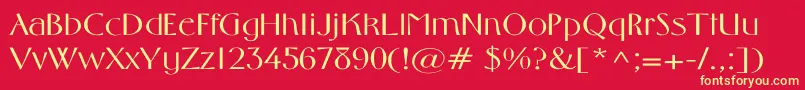 MiddletonLightWd Font – Yellow Fonts on Red Background