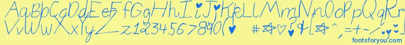 Elizajane Font – Blue Fonts on Yellow Background