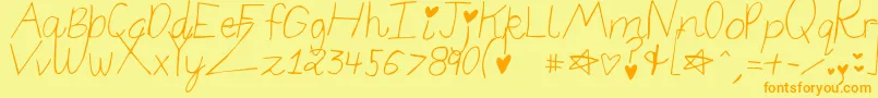 Elizajane-Schriftart – Orangefarbene Schriften auf gelbem Hintergrund