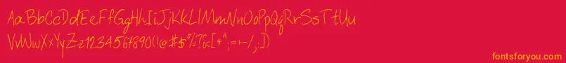 DcwriRegular-Schriftart – Orangefarbene Schriften auf rotem Hintergrund