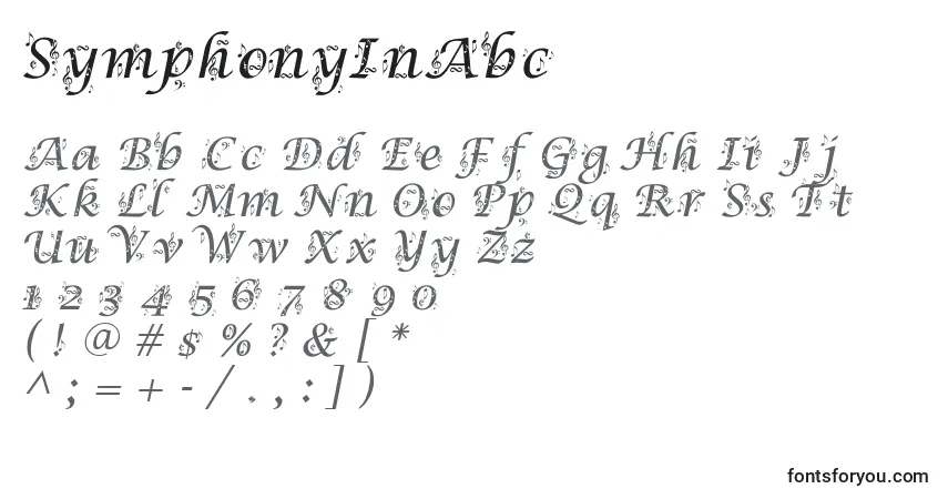A fonte SymphonyInAbc – alfabeto, números, caracteres especiais
