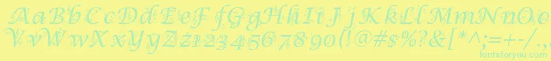 SymphonyInAbc Font – Green Fonts on Yellow Background
