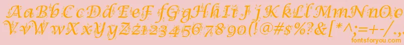 SymphonyInAbc-Schriftart – Orangefarbene Schriften auf rosa Hintergrund