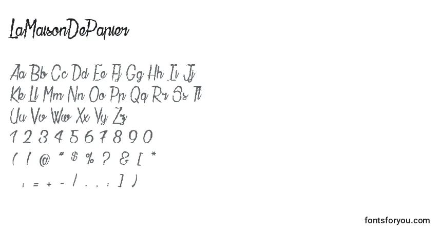 Schriftart LaMaisonDePapier – Alphabet, Zahlen, spezielle Symbole
