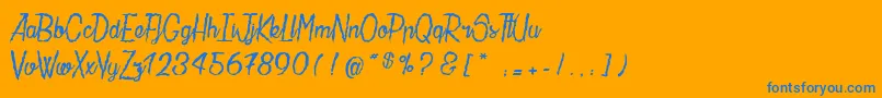 LaMaisonDePapier-Schriftart – Blaue Schriften auf orangefarbenem Hintergrund