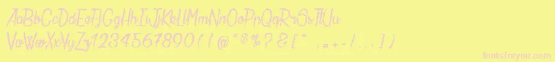 フォントLaMaisonDePapier – ピンクのフォント、黄色の背景