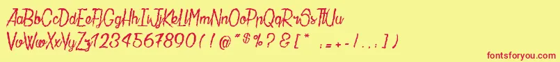 LaMaisonDePapier-fontti – punaiset fontit keltaisella taustalla