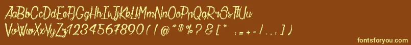 LaMaisonDePapier-fontti – keltaiset fontit ruskealla taustalla