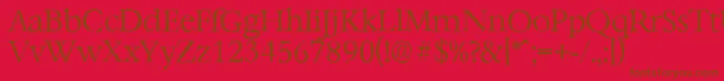 BernsteinantiqueLightRegular-Schriftart – Braune Schriften auf rotem Hintergrund