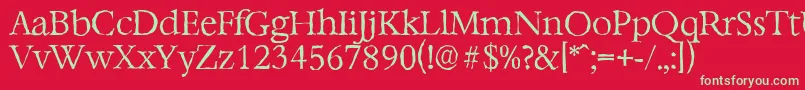 フォントBernsteinantiqueLightRegular – 赤い背景に緑の文字