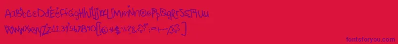 LittleryanOlucky-Schriftart – Violette Schriften auf rotem Hintergrund