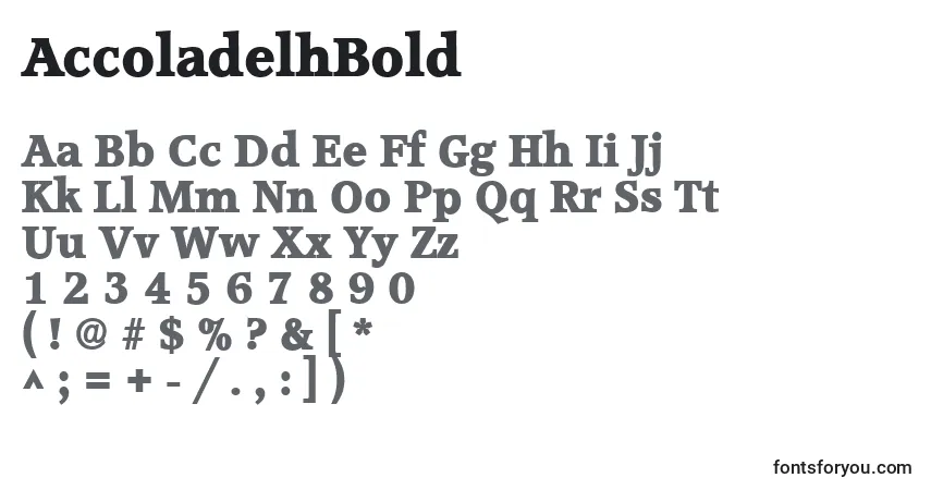 Шрифт AccoladelhBold – алфавит, цифры, специальные символы